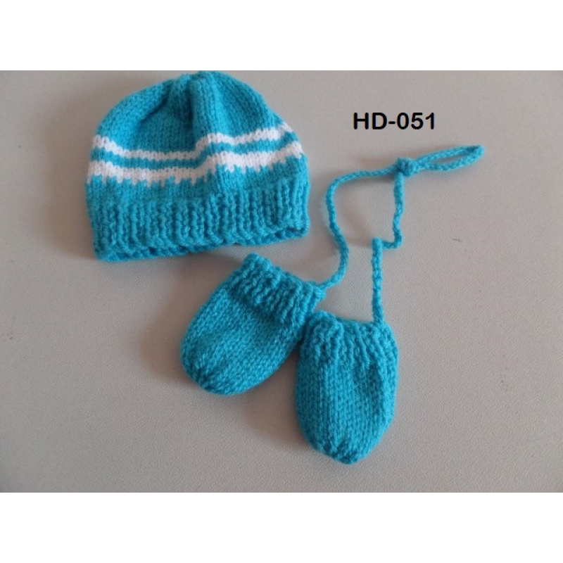 MUts met wanten, aqua/ wit